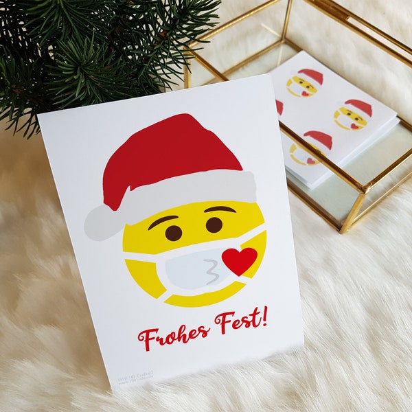 KUSS MIT MASKE Weihnachtskarte