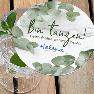 Bierdeckel Hochzeit Eukalyptus Design - z.B. als Tischkärtchen
