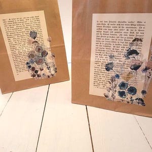 Set di 2 sacchetti regalo in carta kraft "Fiori di prato"