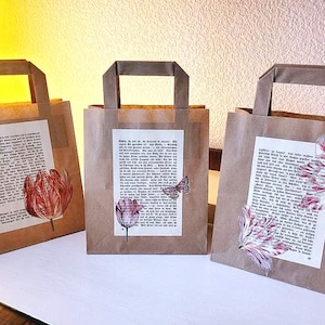 3 diverse buste regalo in carta kraft "Tulipano, Farfalla..."