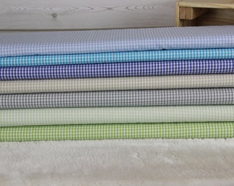 Cotton Vichy check light blue / turquoise / royal blue / beige / gray / light green / green