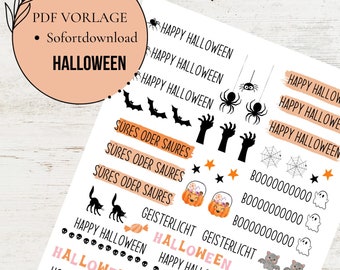 Halloween PDF Vorlage Kerzentattoo Kerzensticker Kerzen Wasserschiebefolie Download Stabkerze Happy Halloween