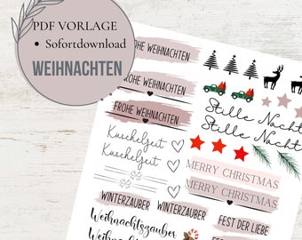 Weihnachten PDF Vorlage Kerzentattoo Kerzensticker Kerzen Wasserschiebefolie Download Stabkerze XMAS