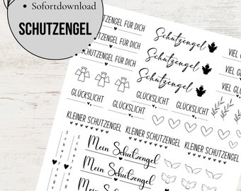 Schutzengel PDF Vorlage Kerzentattoo Kerzensticker Kerzen Wasserschiebefolie Download Stabkerze Birthday Engel