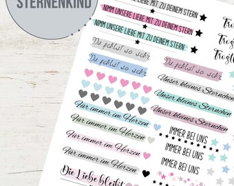 Sternenkind Erinnerung PDF Vorlage Kerzentattoo Kerzensticker Kerzen Wasserschiebefolie Download Stabkerze