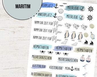 Maritim Meer PDF Vorlage Kerzentattoo Kerzensticker Kerzen Wasserschiebefolie Download Stabkerze Watercolour Urlaub