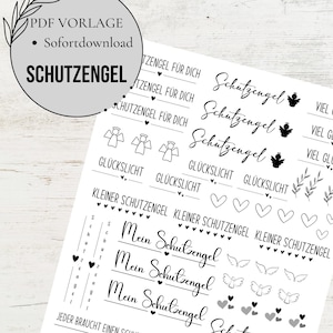 Schutzengel PDF Vorlage Kerzentattoo Kerzensticker Kerzen Wasserschiebefolie Download Stabkerze Birthday Engel Bild 1