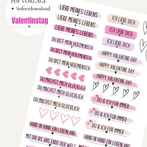 Valentinstag Liebe PDF Vorlage Kerzentattoo Kerzensticker Kerzen Wasserschiebefolie Download Stabkerze Love zdjęcie 1