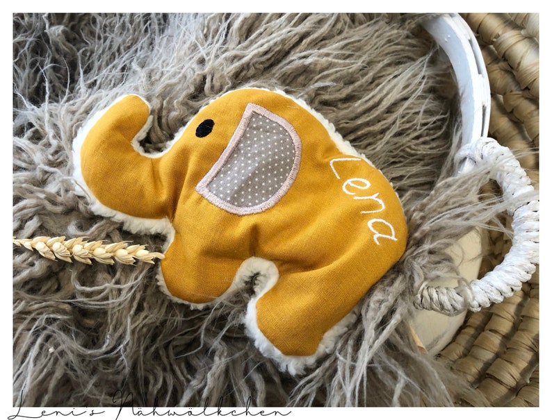 Elefanten Kuscheltier Körnerkissen Wunschfarbe und Wunschname Bild 5