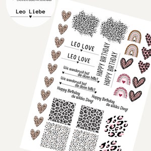 Leo Liebe PDF Vorlage Kerzentattoo Kerzensticker Kerzen Wasserschiebefolie Download Stabkerze Leopard Birthday image 1