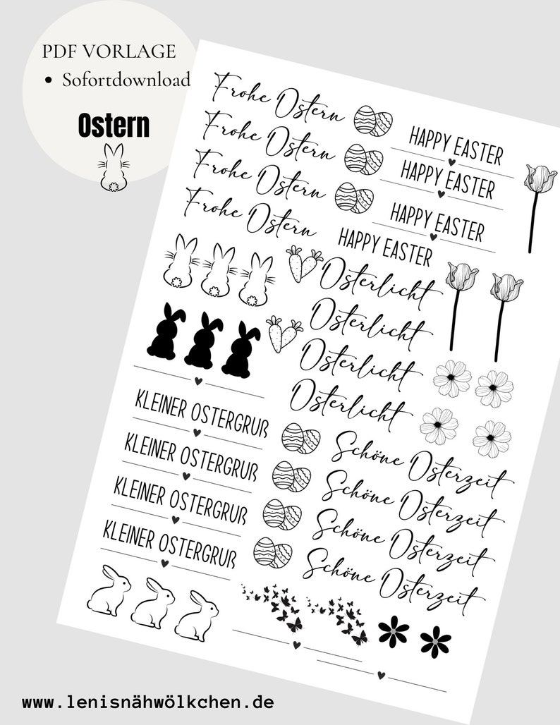 Ostern PDF Vorlage Kerzentattoo Kerzensticker Kerzen Wasserschiebefolie Download Stabkerze Easter Frühling zdjęcie 1
