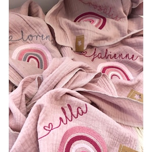Musselin Tuch für Kinder Halstuch mit Regenbogen personalisiert mit Namen Bild 9