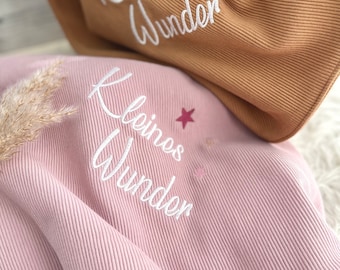 Babydecke personalisierbar mit Namen Altrosa Geburt Taufe Kuscheldecke Kinderwagen Sterne Baumwolle