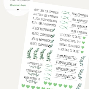 Kommunion PDF Vorlage Kerzentattoo Kerzensticker Kerzen Wasserschiebefolie Download Stabkerze Gastgeschenk Fisch