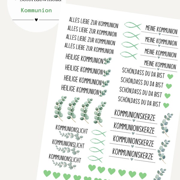 Kommunion PDF Vorlage Kerzentattoo Kerzensticker Kerzen Wasserschiebefolie Download Stabkerze Gastgeschenk Fisch