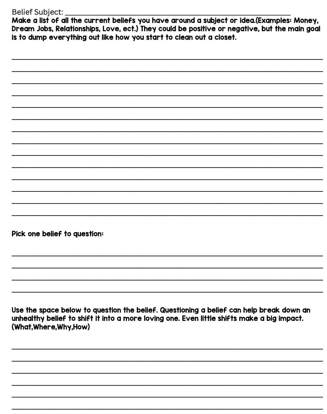 Mind Mapping Belief Worksheet PDF Printable - Etsy