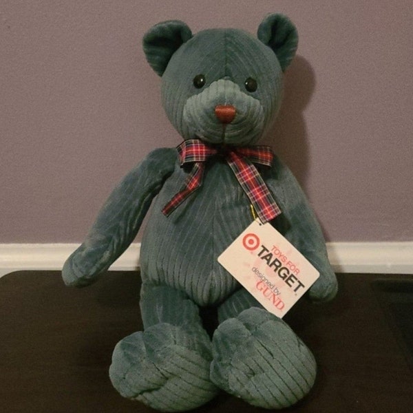 Green Corduroy Gund Bear with Plaid Bow Toys for Target