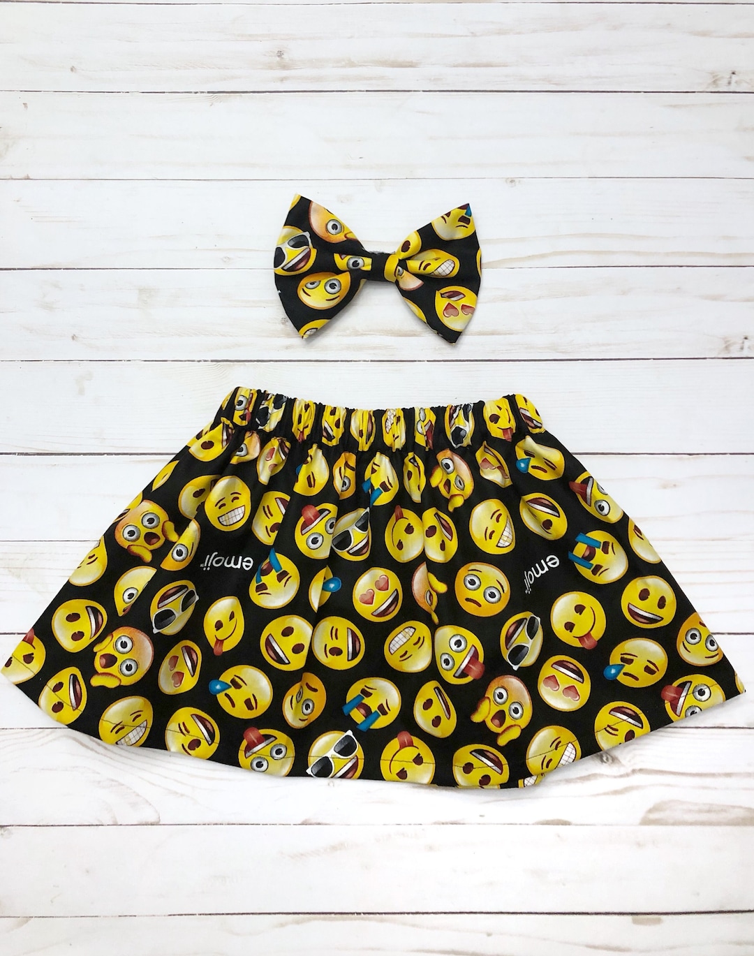 Emoji Skirt and Bow Set Emoji Party Emoji Birthday Emoji Etsy