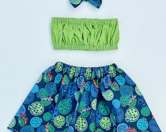 Girls Ninja Turtles Outfit, ninja turtles skirt, ninja turtles birthday outfit, ninja turtles party, ninja turtles bow