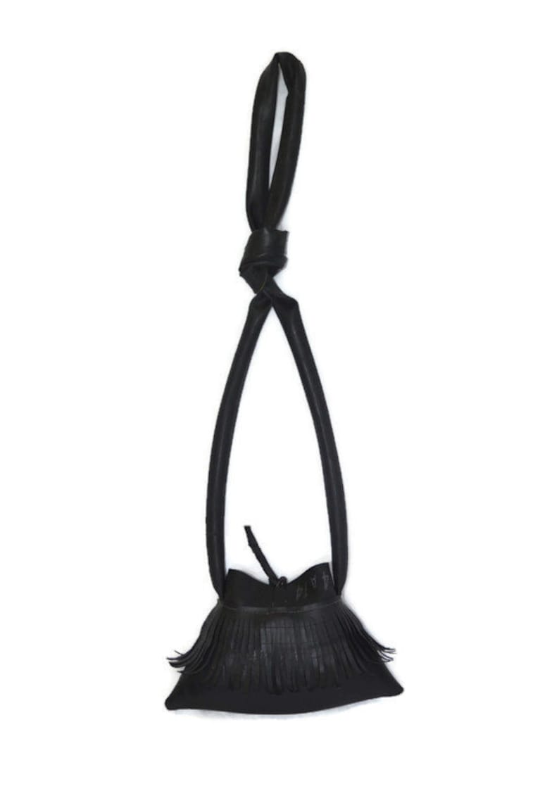 Recycled Fringe Shoulder Purse handmade from Car Inner Tube and Strap made from bicycle tube