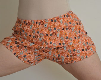 Orange Floral Iyengar Yoga Shorts