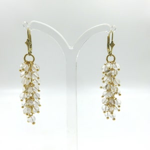 Long Crystal Drop Earrings, Chandelier Earrings, Dangle Drop Earrings, Statement Earrings, Clear Drop Earrings, Large Beaded Earrings