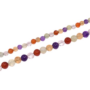 Round Gemstone Necklace in Amethyst, Carnelian, Citrine, Rock Crystal and Prehnite