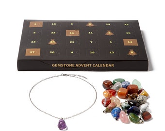 Collana calendario dell'avvento con pendenti in pietre preziose (parure, 25 pezzi)