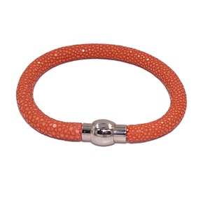Stingray leather bracelet in orange, orange Statement bracelet, real leather bracelet