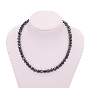 Faceted Hematite Beaded Necklace, grey Hematite, Metallic Necklace, Short Necklace, Statement Necklace, Meditation Necklace