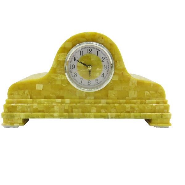 Baltik Amber Stone Mantel Clock, Collectible Clock, Gemstone Decor, Accent Clock, Amber Gift, Fireplace Decor, Table Clock, Decor Clock