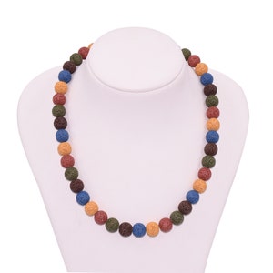Multi Color Round Lava Stone Necklace
