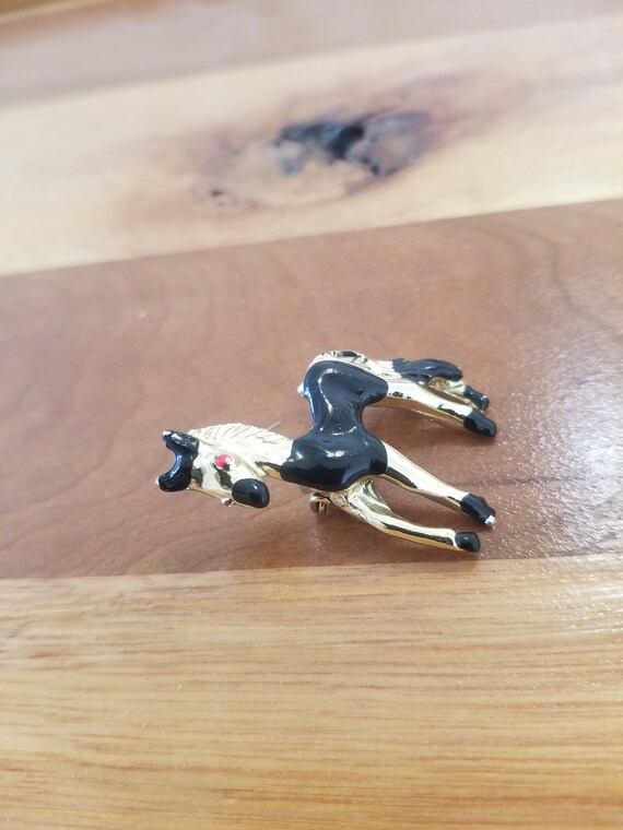 Enamel and Gold Horse Brooch - image 3