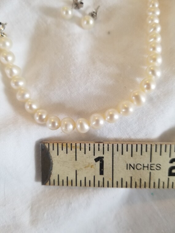 Sterling Silver and Simulated Pearl Necklace and … - image 7