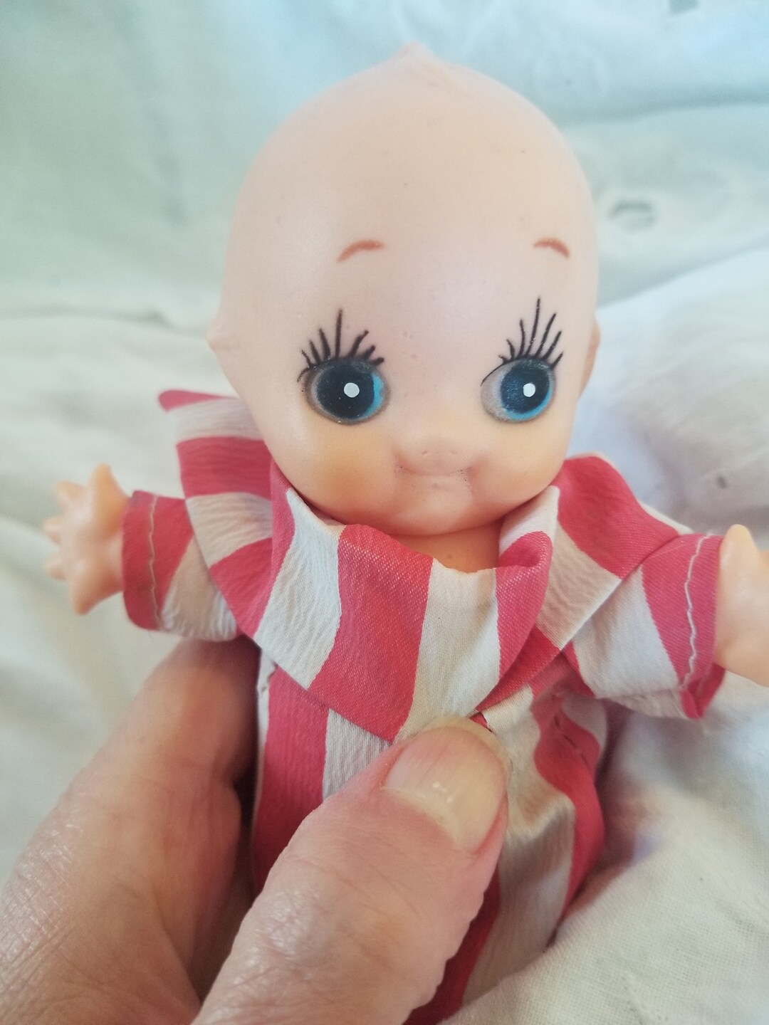 Vintage Plastic Kewpie Doll With Red and White Dress Made in Korea Etsy