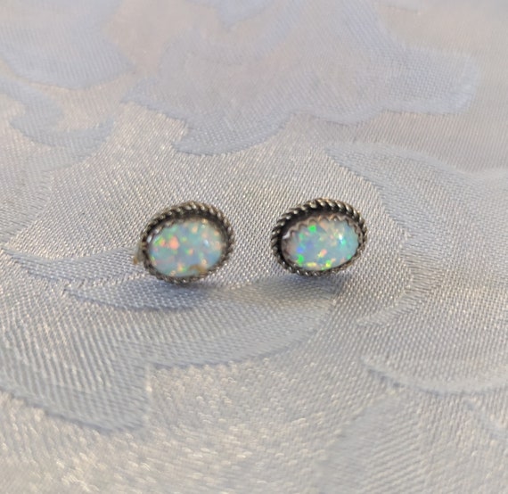 Native American Opal and Sterling Silver Earrings… - image 1