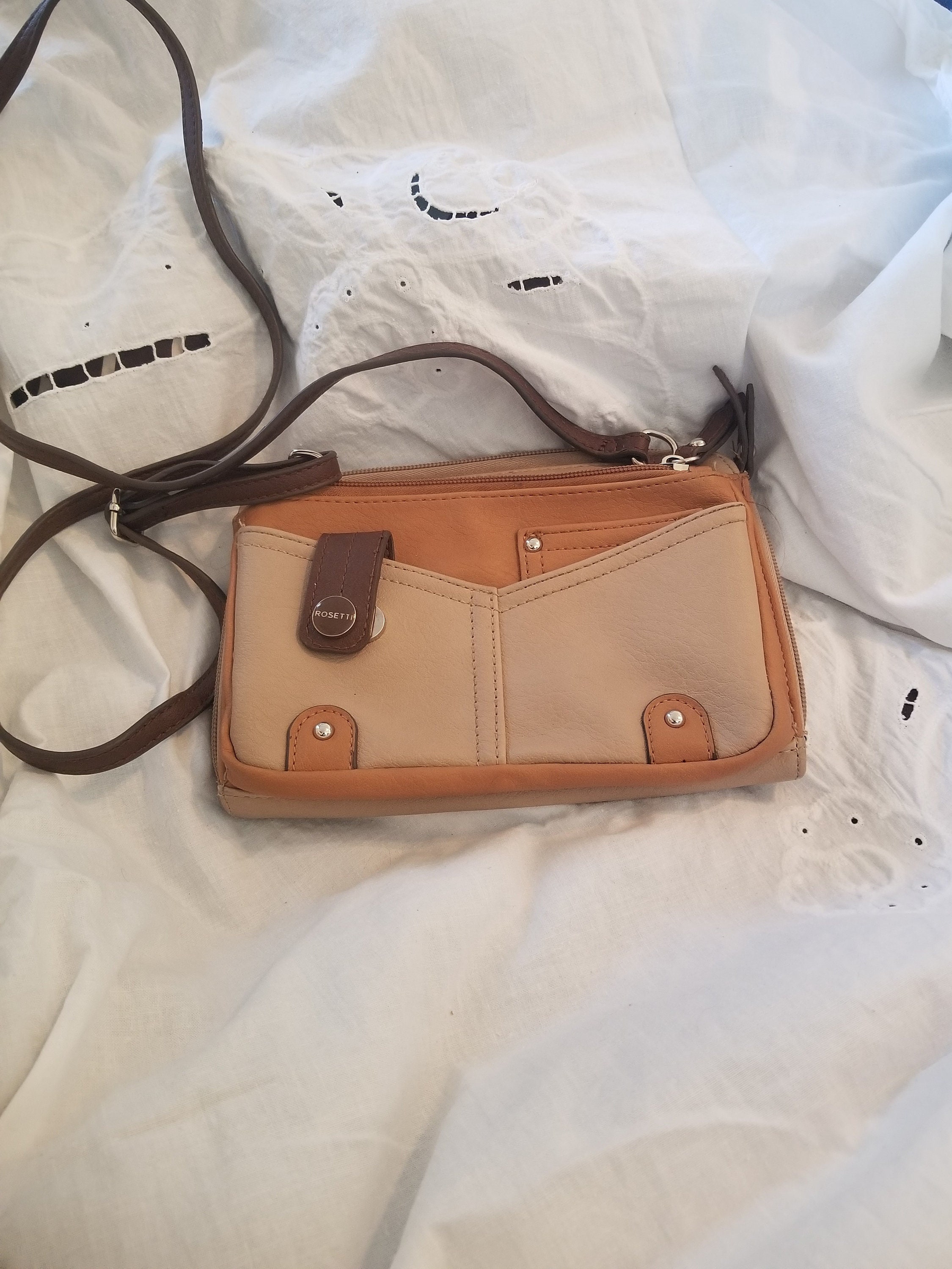 Rosetti Brown Faux Leather Crossbody Wallet