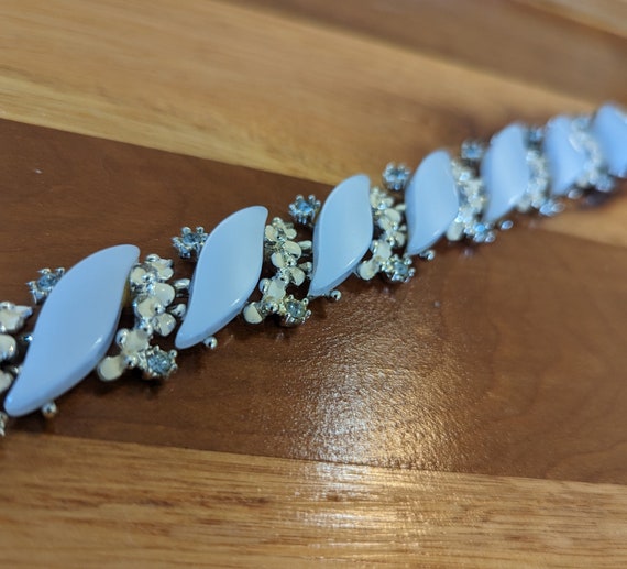 Light Blue Thermoset and Rhinestone Bracelet - image 2