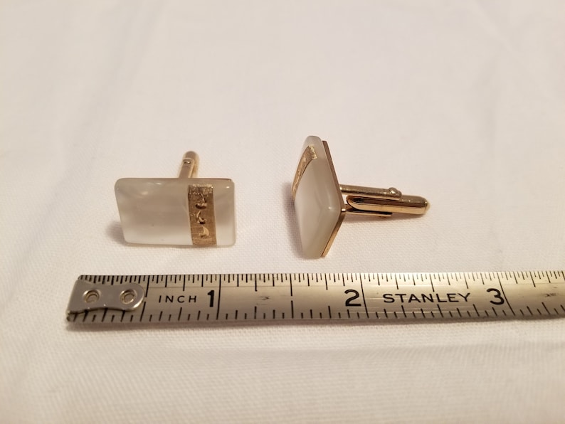 Vintage Swank Mother of Pearl and Gold Tone Cuff Links