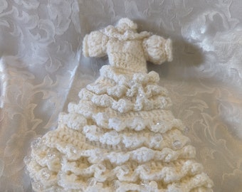 Hand Crochet Beaded Doll Dress