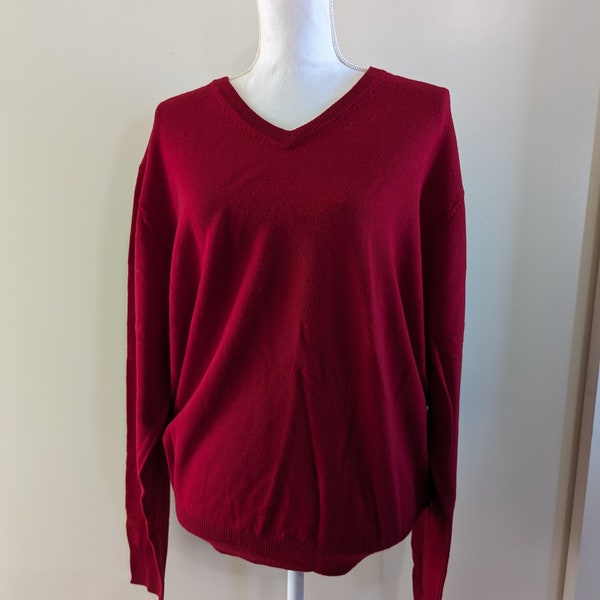 Jos. A. Bank Red Pullover Sweater Merino Wool Size Large