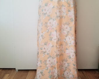 Ralph Lauren Silk Maxi Skirt Peach Floral Size 8