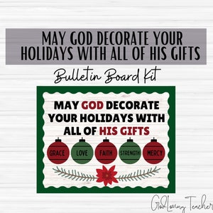 May God Decorate Your Holiday With All Of His Gifts - Christian Bulletin Board - Christian Classroom Décor - Sunday School - Bible - Teacher