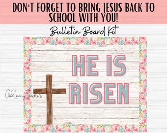 He Is Risen - Christian Bulletin Board Set - Christian Classroom Décor - Sunday School Bulletin Board - Teacher - Easter - Jesus - Classroom