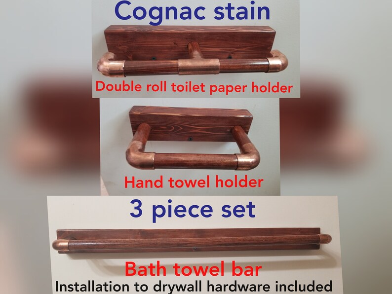 Rustic Hand Bath Towel Rod Double Roll Toilet Paper Holder Etsy