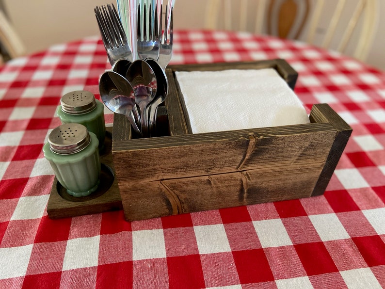 Napkin Holder Rustic Bar Caddy Utensil Holder Straw Holder Etsy