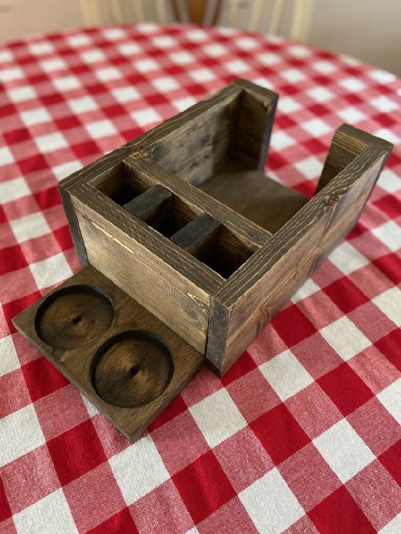 Napkin Holder Rustic Bar Caddy Utensil Holder Straw Holder Etsy
