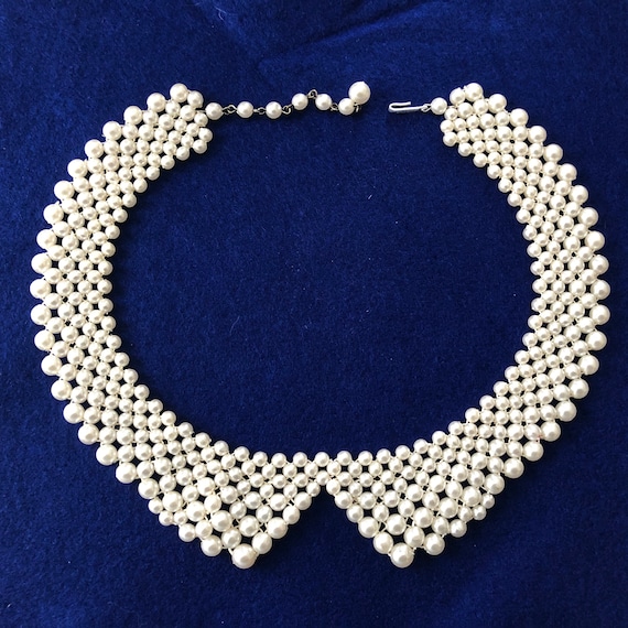 Vintage Faux Pearl Choker Collar Necklace