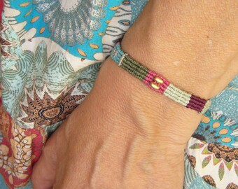 Macrame bracelet micromacrame bracelet natural colorful gold micromacrame bracelet boho jewelry