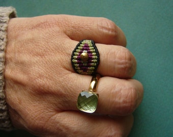 Micromacrame ring, macrame ring, boho ring, boho jewelry, gift for wife/girlfriend, statement ring